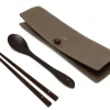 ORYOKI Besteck Set mit Essstäbchen, Löffel und Leder-Tasche