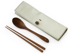 ORYOKI Besteck Set mit Essstäbchen, Löffel und Leder-Tasche