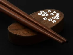 ORYOKI Essstäbchen Set mit Ablage Sakura, Granadillo