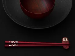 ORYOKI Essstäbchen Set mit Ablage Sakura, Purple Heart