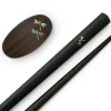 ORYOKI Essstäbchen Set mit Ablage Tonbo, Ebenholz