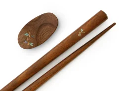 ORYOKI Essstäbchen Set mit Ablage Tonbo, Granadillo