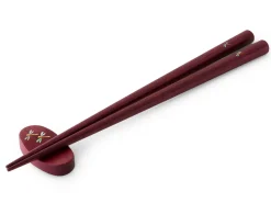 ORYOKI Essstäbchen Set mit Ablage Tonbo, Purple Heart