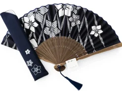 ORYOKI Handfächer Aihitoe Kon, blau