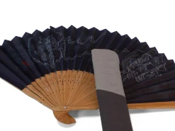ORYOKI Handfächer Fujin Raijin, Donner-Gott, blau