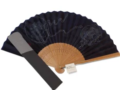 ORYOKI Handfächer Fujin Raijin, Donner-Gott, blau
