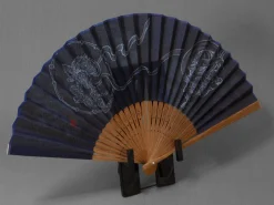 ORYOKI Handfächer Fujin Raijin, Donner-Gott, blau