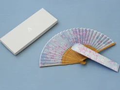 ORYOKI Handfächer Sakura Fubuki, Kirschblüte blau
