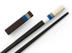 ORYOKI Japanische Essstäbchen Aoyama Blue, Ebenholz, mit Ablage