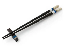 ORYOKI Japanische Essstäbchen Aoyama Blue, Ebenholz, mit Ablage