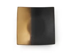 ORYOKI Japanischer Teller Sou, schwarz-gold, 2 Größen