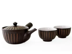 ORYOKI Japanisches Teeservice Kiku Kokudei, 3-teilig, Banko Yaki