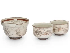 ORYOKI Japanisches Teeservice Kobiki Hana Mischima, 3-teilig