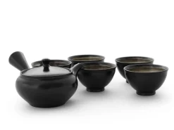 ORYOKI Japanisches Teeservice Kuro Hiramaru, 6-teilig