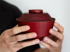 ORYOKI Suppenschale mit Deckel Hashi han, Urushi rot