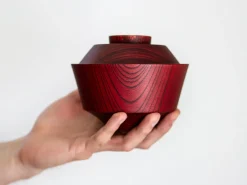 ORYOKI Suppenschale mit Deckel Hashi han, Urushi rot