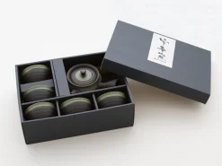 ORYOKI Teeservice Kurofukugata Midorierimaki, 6-teilig