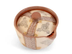 ORYOKI Teeservice Shiboridashi Shino Hanamishima, 3-teilig