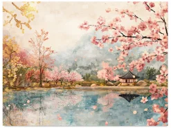 ORYOKI Wandbild Japanischer Garten Sakura #4, farbig 4:3